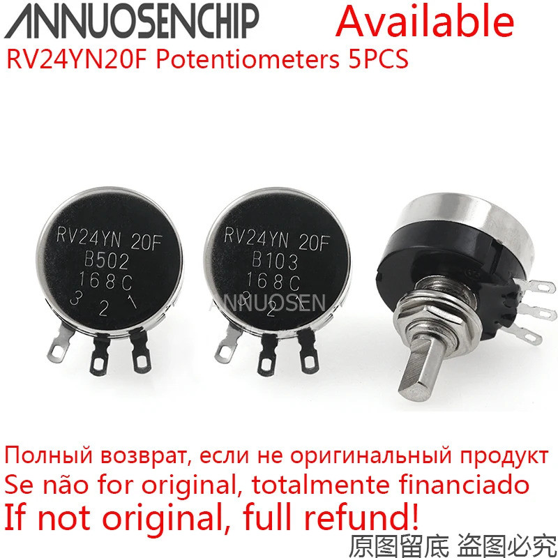 5 Peças RV24YN20F B102 B202 B502 B103 B503 B104 B504 RV24YN 2W Potenciômetro De Filme De Carbono Rotativo 10K 100K 2K 5K