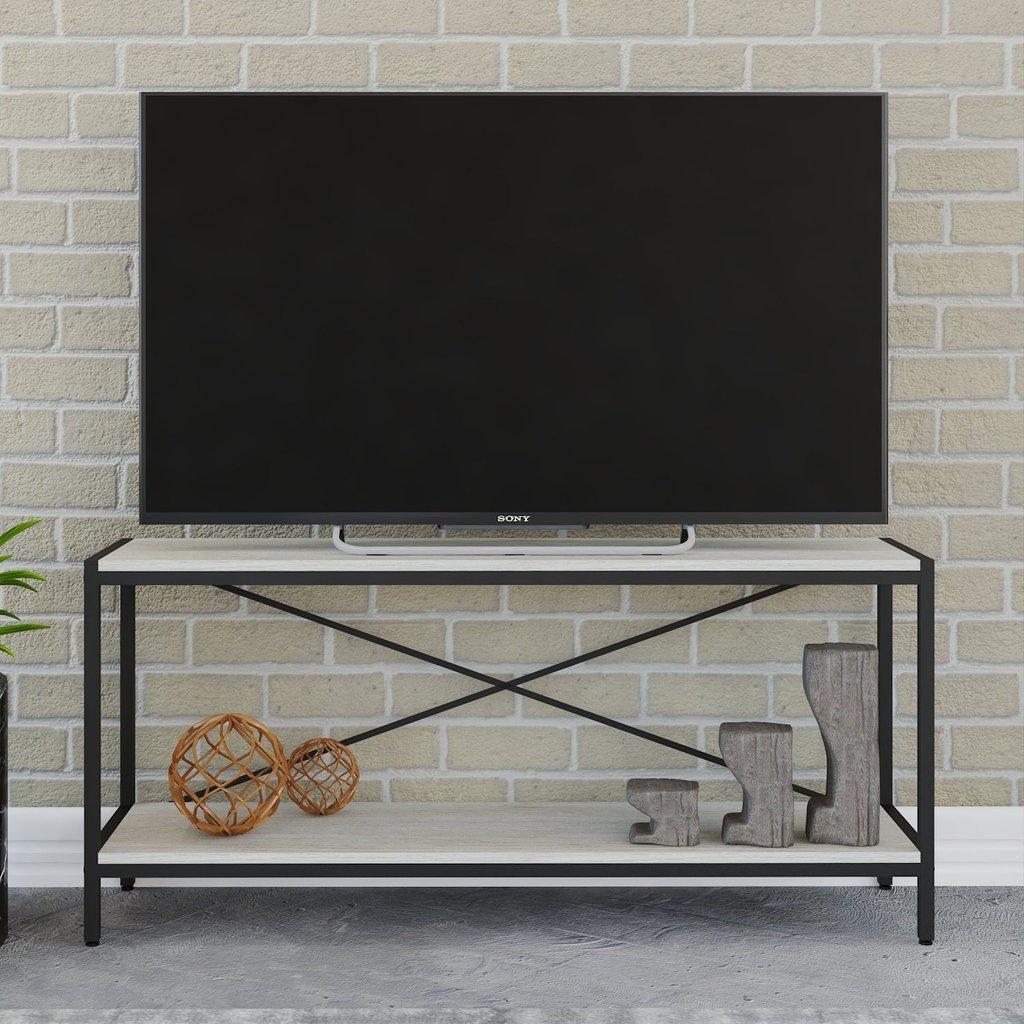 Rack Industrial para TV até 50 Polegadas 120cm 2 Prateleiras Active Yescasa Branco Snow Snow
