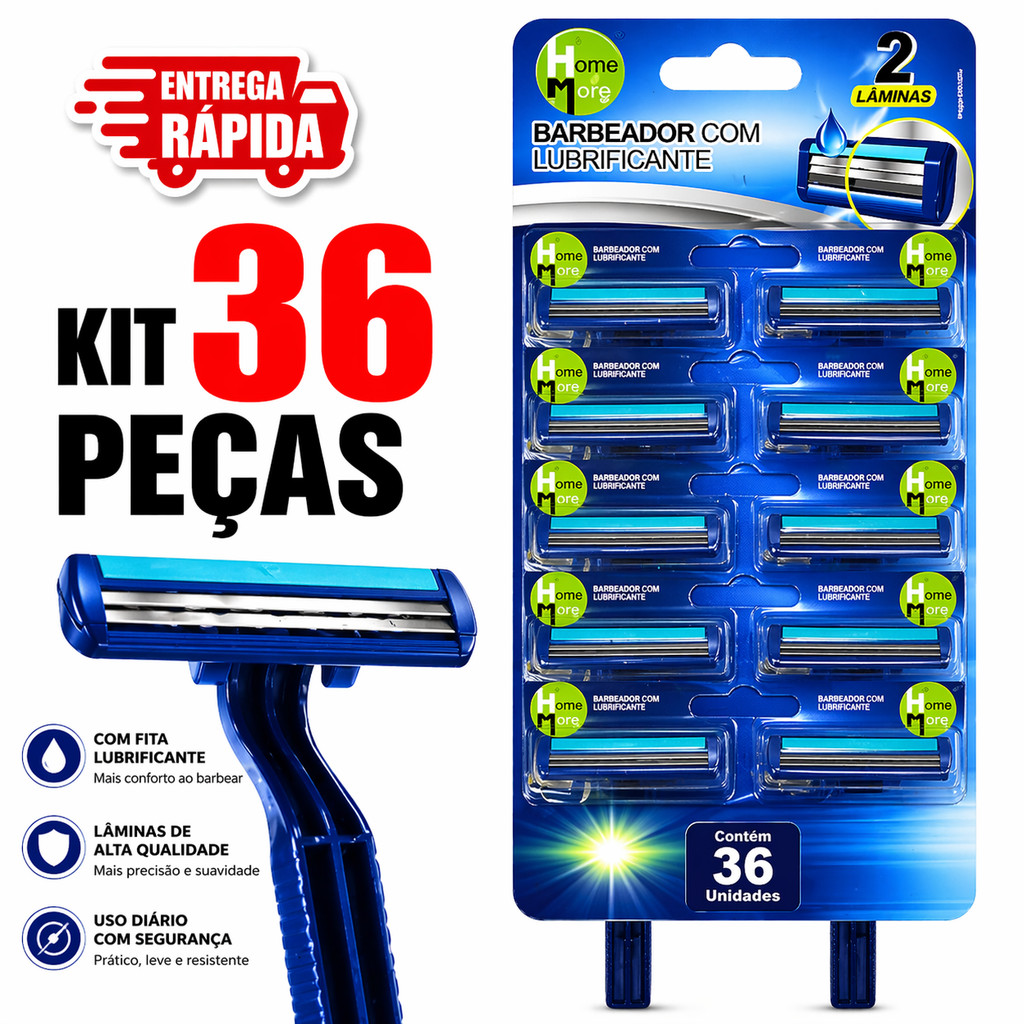 KIT 6/12/24/36 Unidades Prestobarba Aparelho de Barbear 2 Lâminas Com Fita Lubrificante Barbeado Descartável PROMO
