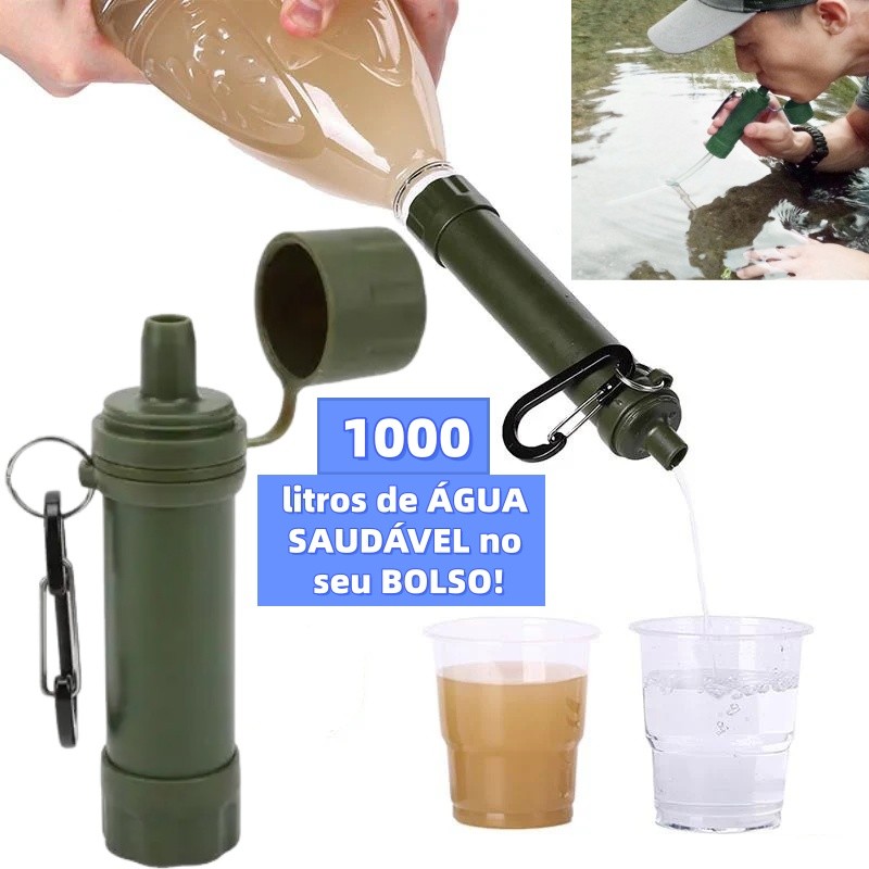 Canudo purificador de água para atividades ao ar livre, filtro portátil de emergência para consumo direto