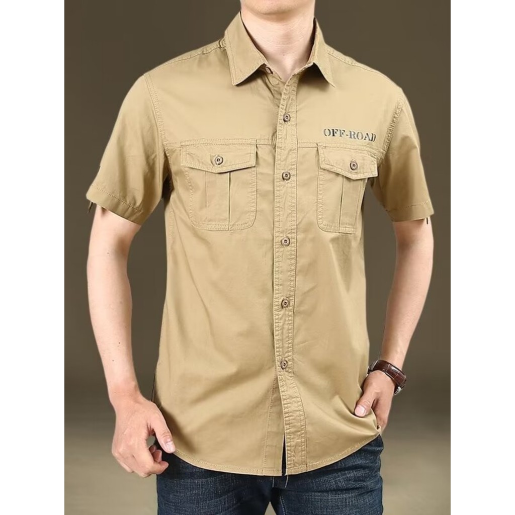 Novo estilo de verão camisa de manga curta masculina fina camisa de manga curta ferramentas ao ar livre Casual polegada 