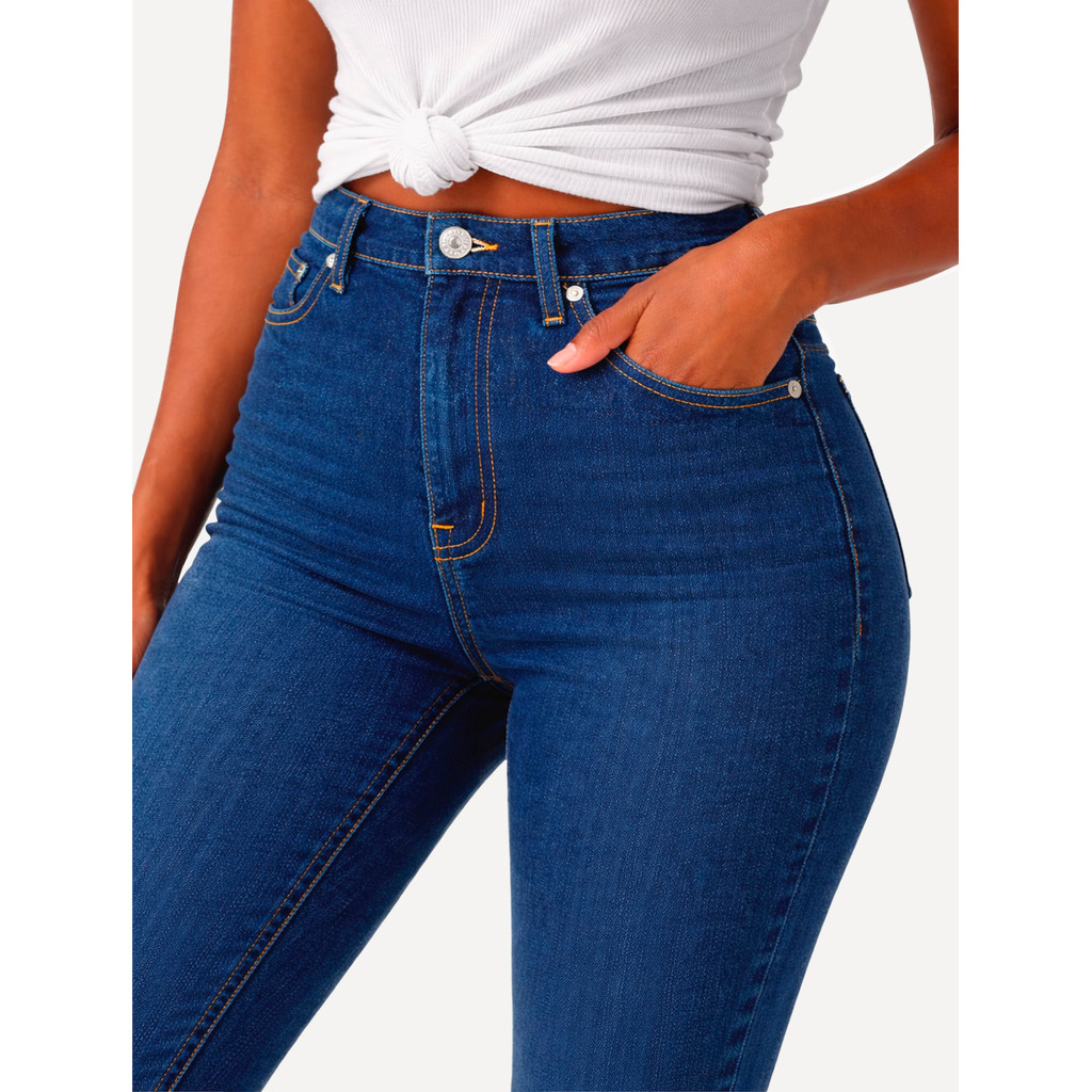 Imagem Calça Levis Original Jeans Feminina 724 Slim High Rise Straight Azul Marinho