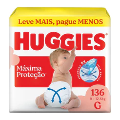 Fralda Huggies Maxima Protecao Giga G Com 136 Unidades