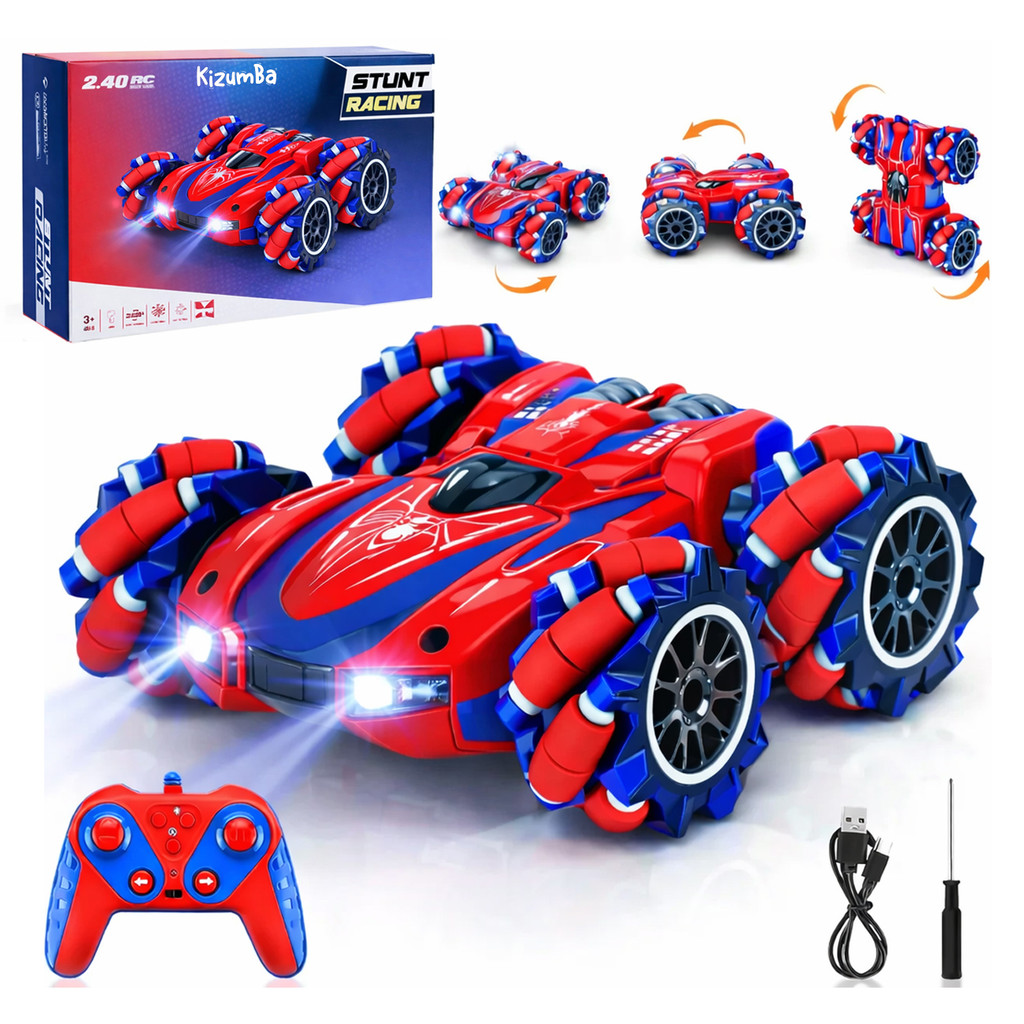 Carrinho De Controle Remoto Acrobatico Homem Aranha 360 Graus Pirueta Com Luz LE