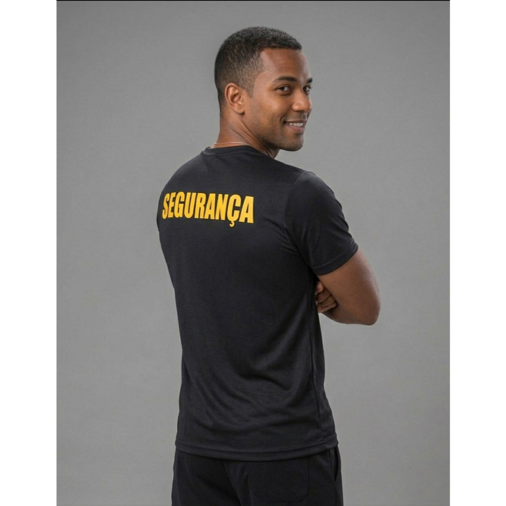 Camiseta Segurança Privada Camisa Uniforme Escolta Guarda Vigilante Evento Ronda Tática Cor Preta 100% algodão