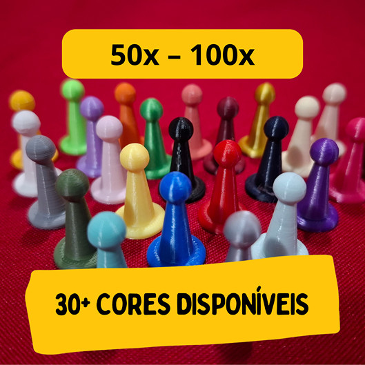 Kit Peões estilo LUDO para Jogo de Tabuleiro - Board Game  - 50 a 100 Unidades