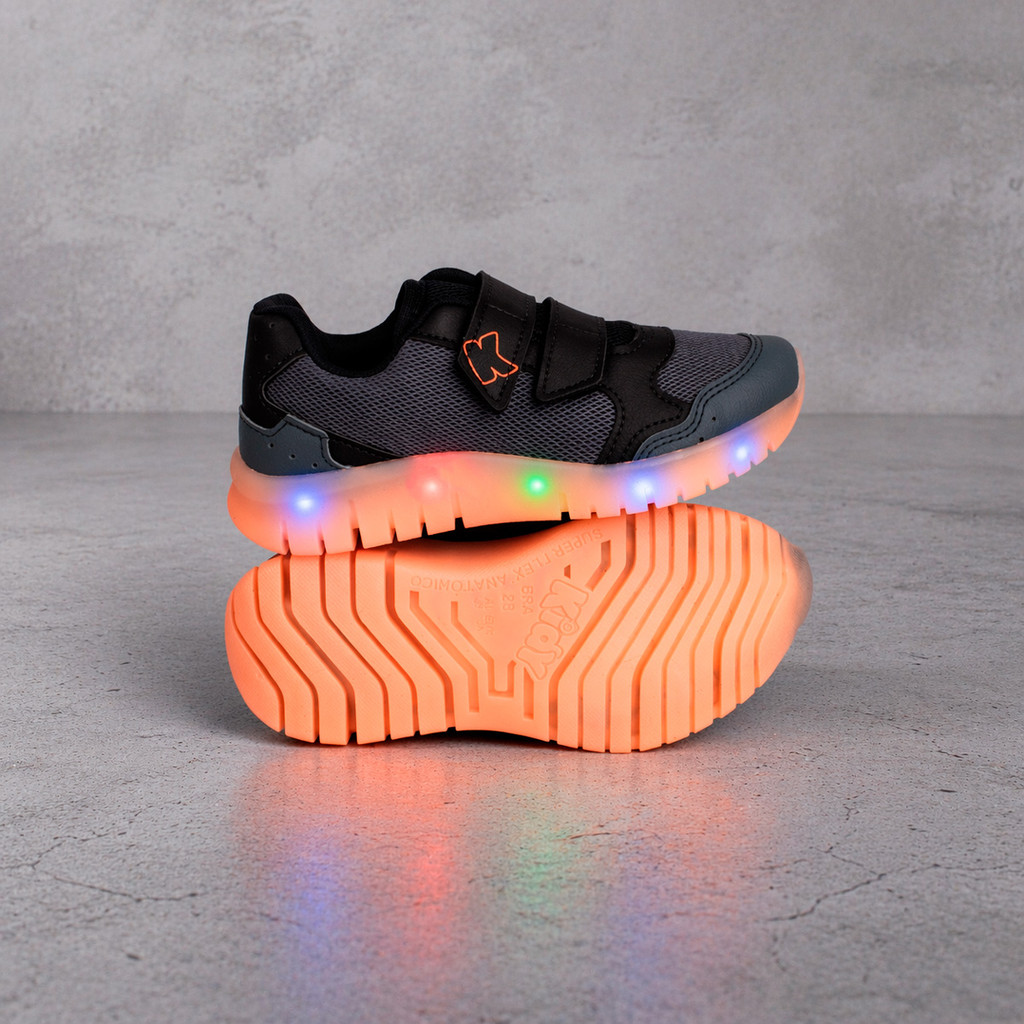 Tênis Infantil Menino Kidy Light Fun Luz LED Pisca Casual Conforto Escolar Anatômico Antiderrapante