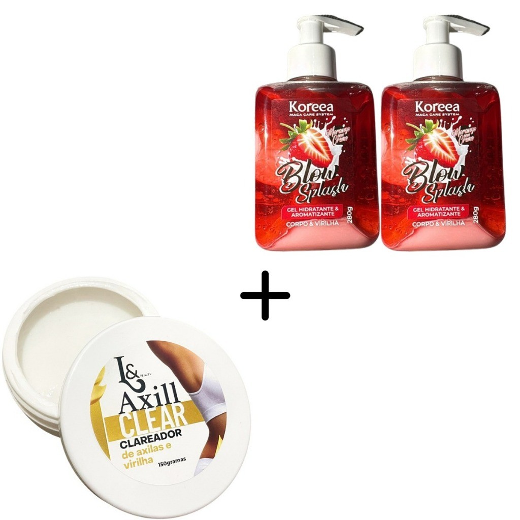 Kit Clareador De Virilha E Axilas + Gel Hidratante Beijável De Morango Com Creme