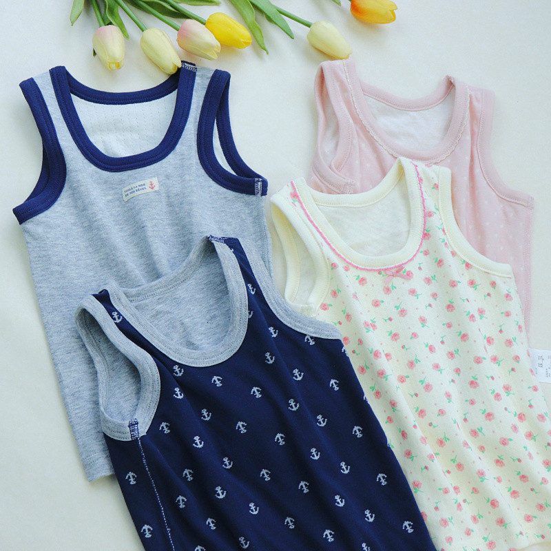 Pacote de 2 peças Jacquard de camada dupla desossado sem costura colete infantil masculino feminino bebê algodão puro en