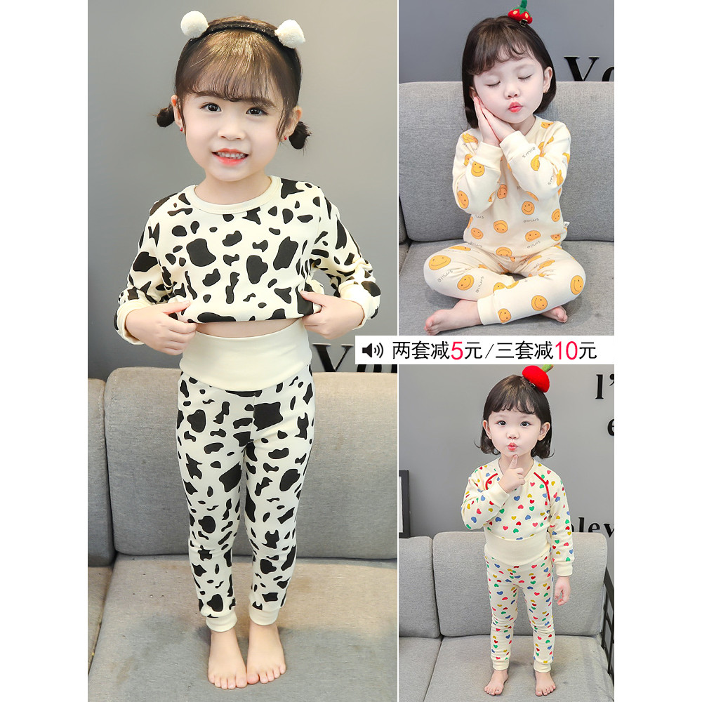 Crianças crianças pijamas meninas puro algodão primavera outono meninas conjunto de roupa interior crianças cintura alta