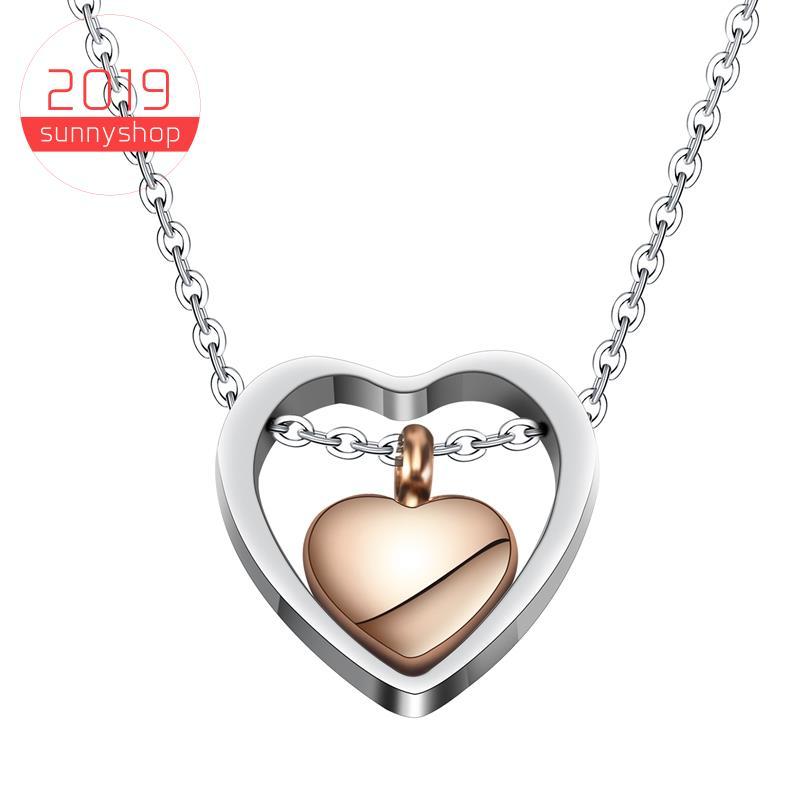[Bestseller S] Colar De Urna De Cremação De Ouro Rosa Com Coração Duplo Pingente Kit De Preenchimento De Funil Lembrança