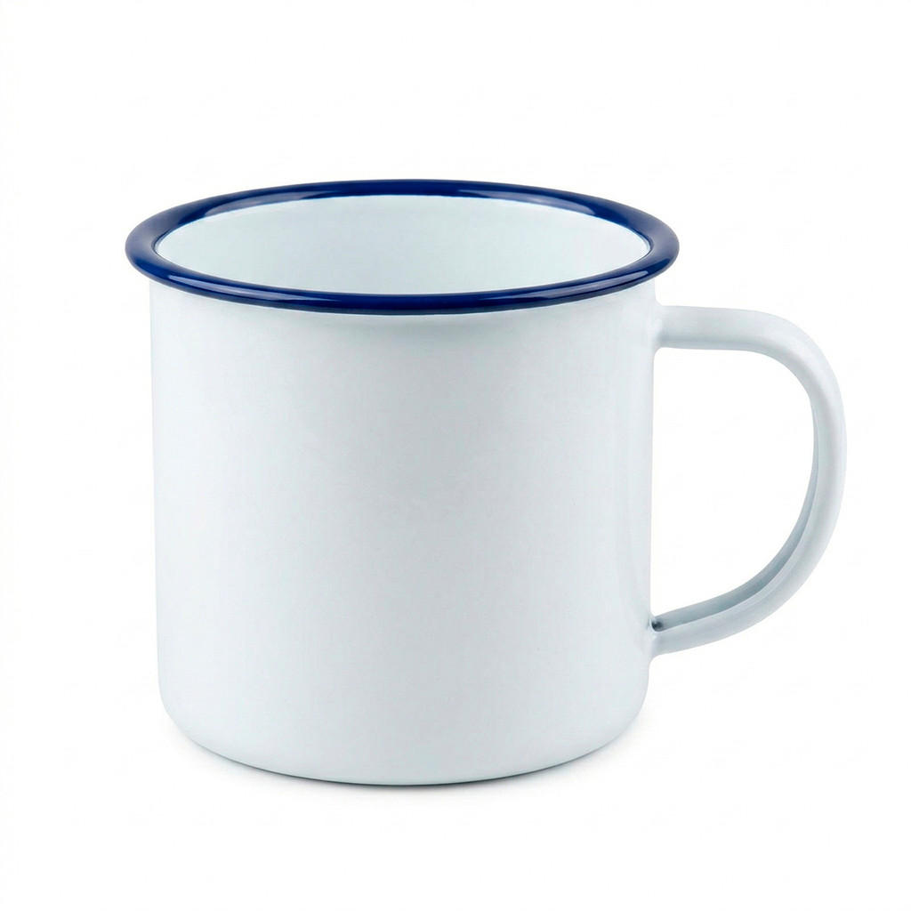 Caneca Esmaltada Agata Branca 240ml N8 Xicara Cafe Cha Retro Fazenda Decoracao Milla Grande