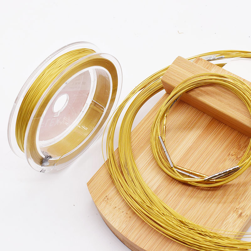 Importado fio macio dourado fio de ouro pérola cera de abelha colar jóias fio frisado fio de aço brincos jóias acessório