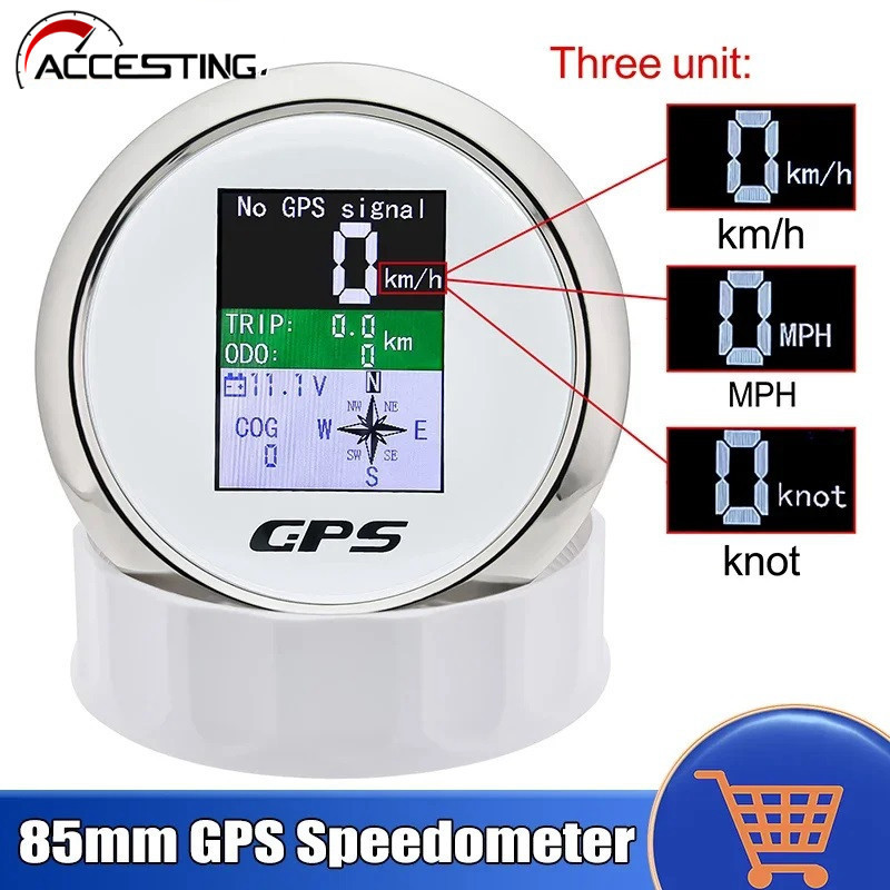 Velocímetro Digital GPS de 85mm, Odômetro com Antena, Tela TFT, IP67, Voltímetro à Prova d'Água para 12V, 24V, Bar QQOA