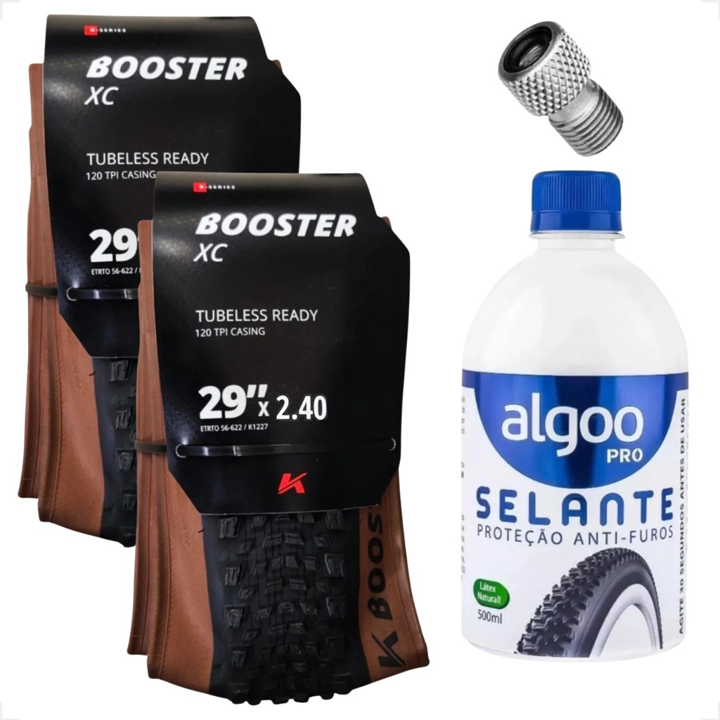 Par Pneu 29x2.40 Kenda Booster Pro XC Tubeless Kevlar Sct Bike Banda Marrom Cravo Selante Adaptador