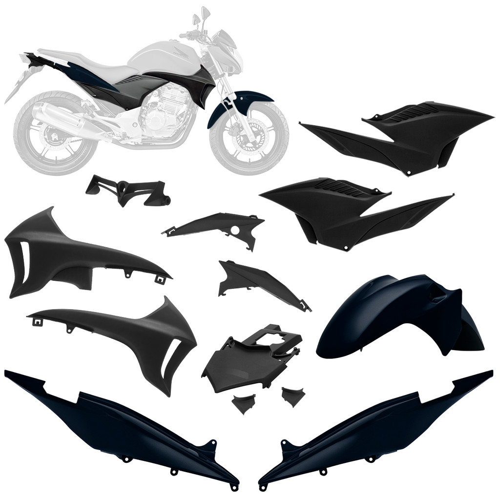 Kit Carenagem 7 Peças Plásticas Pro Tork Modelo Original Compativel com Moto Cb 300r 2010 2011 2012