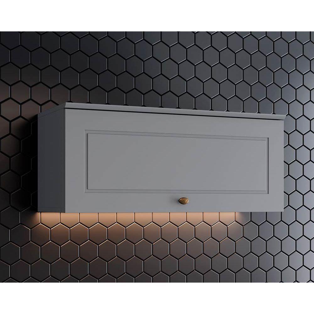 Armário Aéreo Cozinha Modulado Americana 1 Porta Basculante 80cm Cinza - Henn