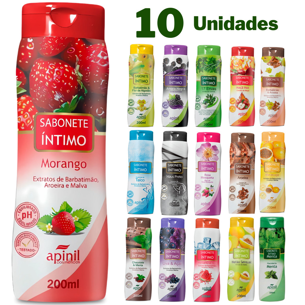 kit 10 Sabonete intimo feminino 200ml Apinil