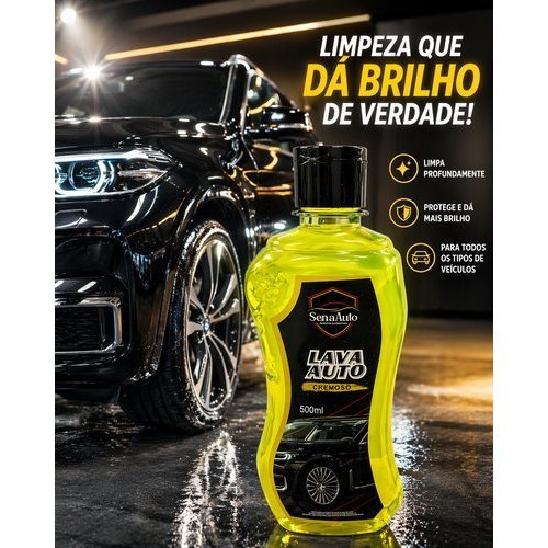 Lava Auto Liquido Cremoso 500ml Detergente Automotivo Verde Limpeza Rápida Proteção