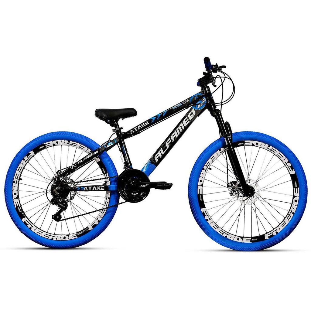 Bicicleta Alfameq Freeride Atake Aro 26 Freio a Disco 21 Marchas Pneu Colorido