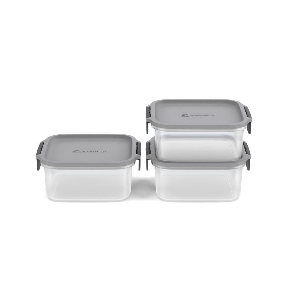 Potes Herméticos de Plástico Electrolux Cinza 3 Unidades Empilháveis Modulares