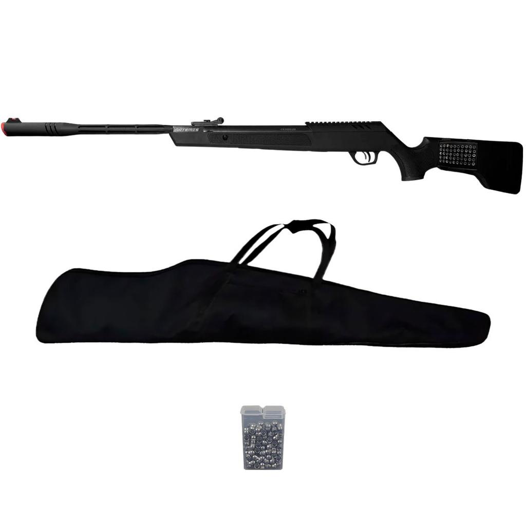 Carabina de Pressão Dark Eagle Black 5.5mm Pistão Nitro 80Kg - Artemis + Capa + Porta Chumbo + Chumbo