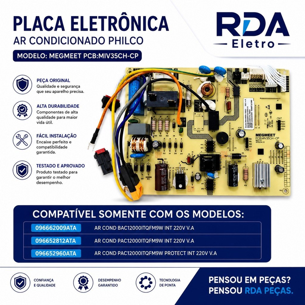 Placa Evaporadora Ar Condicionado Split PAC12000ITQFM9W | PAC12000ITQFM9W Voltagem 220V