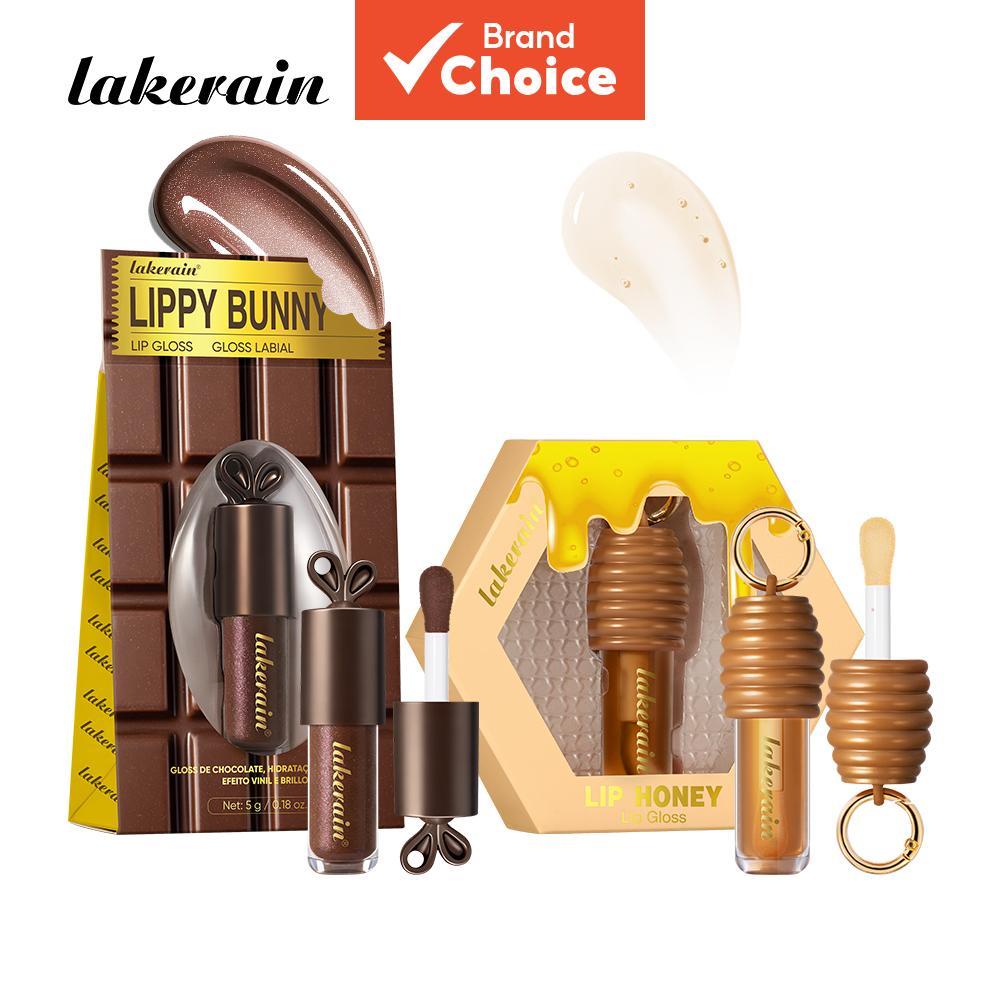 Lakerain Conjunto 2 Peças  Lip Gloss de Coelhinho e Meleira, Longa Duração, Hidratante, Brilho Labial com Brilho