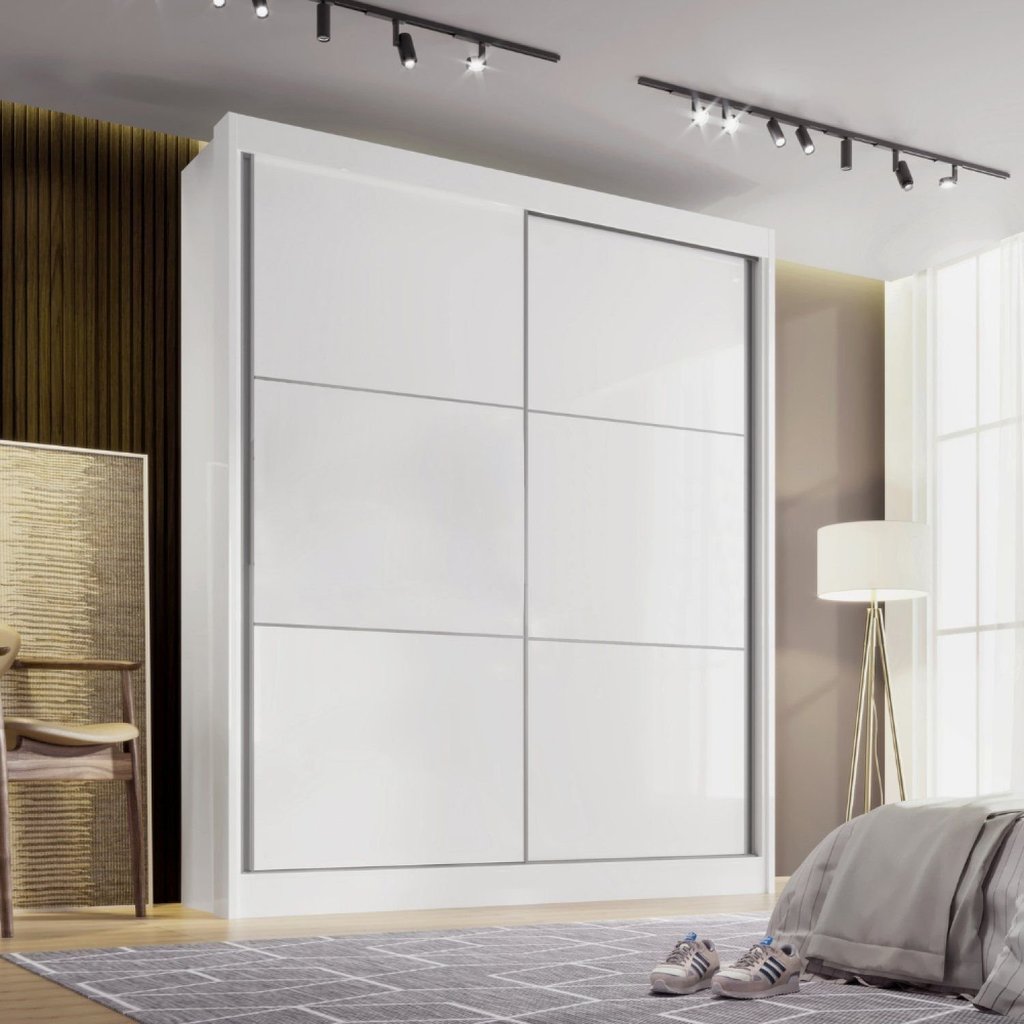 Guarda-roupa Mdf 2 Portas de Correr 3 Gavetas Milos Branco