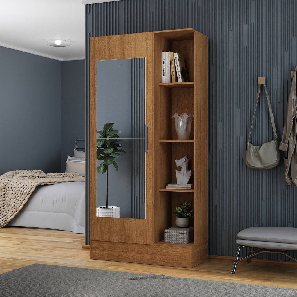 Sapateira para Quarto 1 Porta com Espelho Espresso Móveis Cinamomo