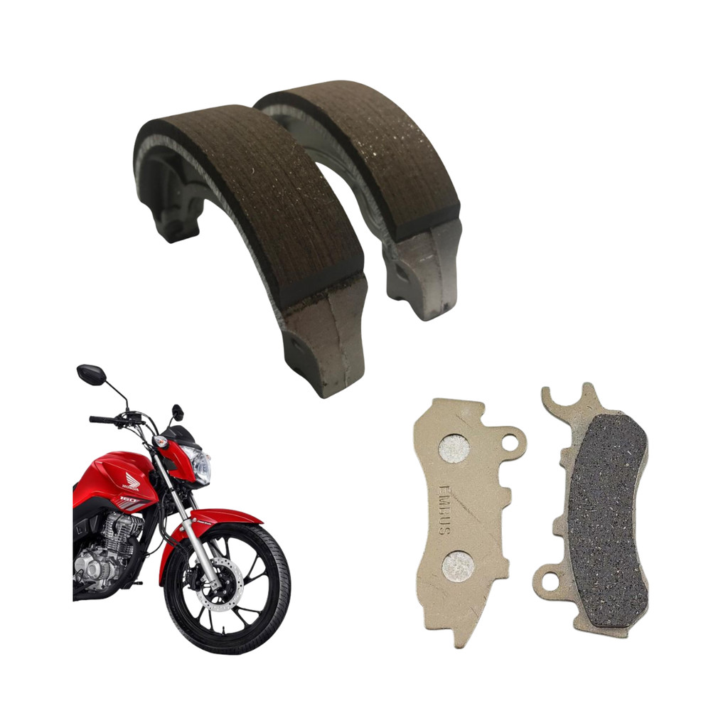 Kit Pastilha Freio + Patim Lona Freio CG Titan160 Fan160 2018 Até 2024 Cbs
