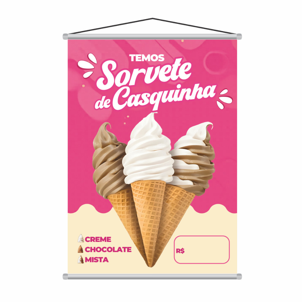Banner Sorvete De Casquinha Promocional Para Sorveteria