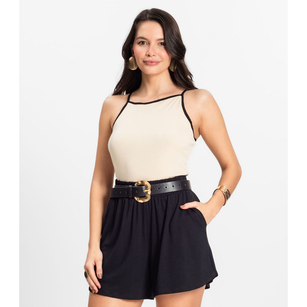 Regata Feminina em Ribana de Viscose Rovitex Bege em Oferta na Shopee