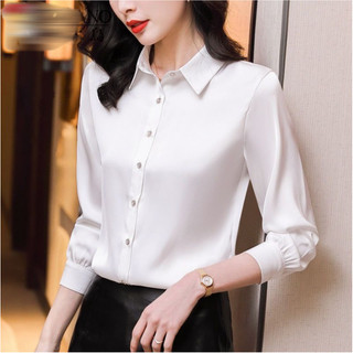 Primavera moda cetim camisa de manga comprida feminina profissional wear nova camisa francesa temperamento moda High-End