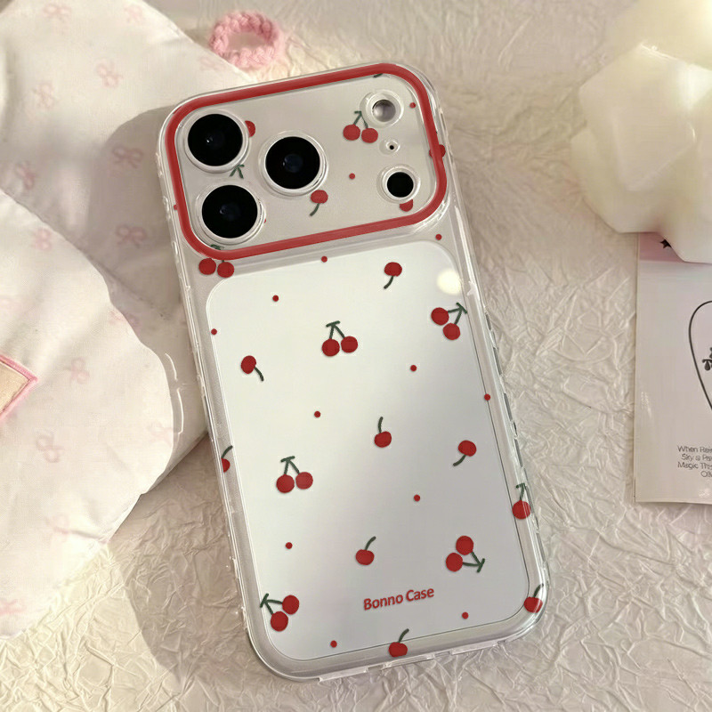 Capa Transparente para Redmi 9A 12 Note 11 12 14 15 POCO X3 X6 X7 Cereja vermelh