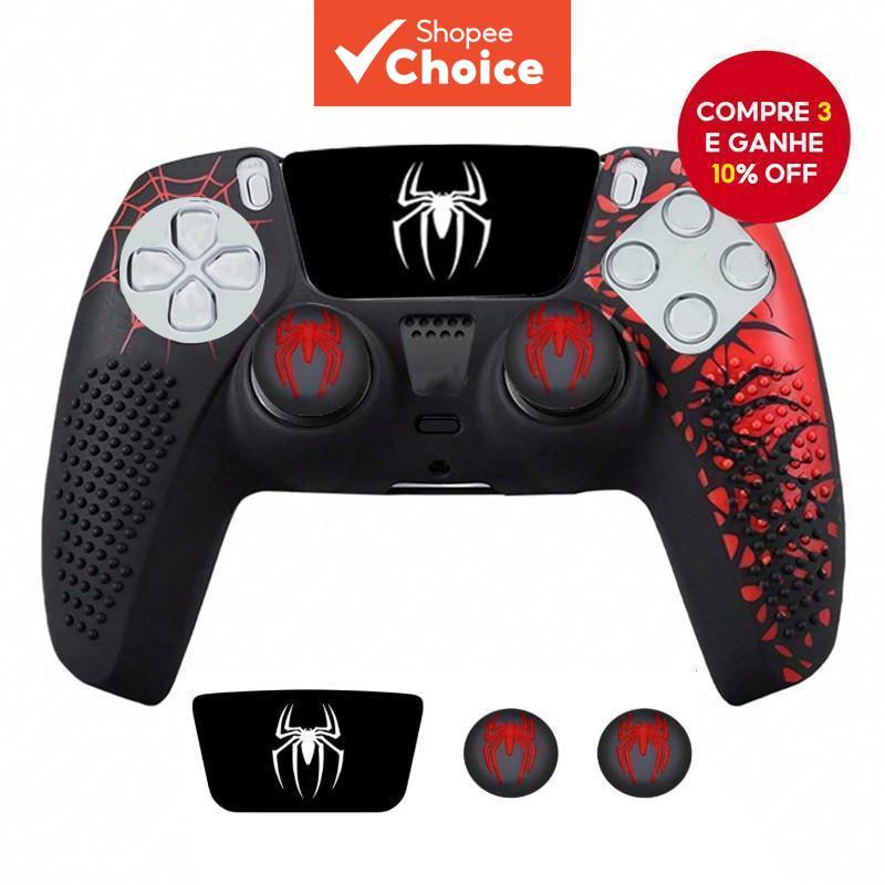  Para capa de proteção de silicone antiderrapante para controle PS5, compatível com controle PS5, com tampa de polegar e