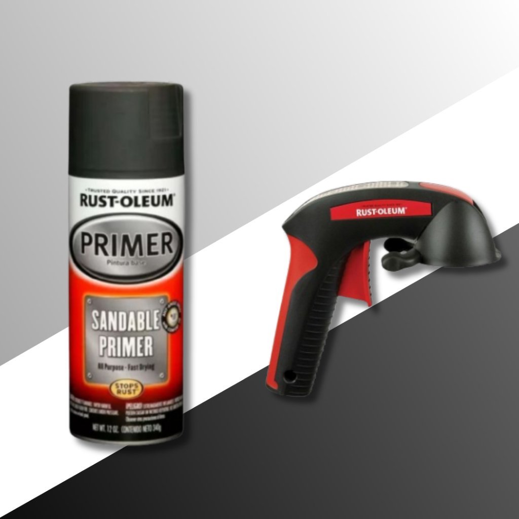Kit Spray Automotive Primer Preto Fosco Lixável e Gatilho Aplicador Rust-Oleum