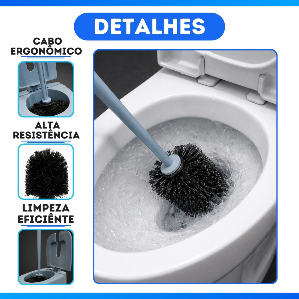 Escova Sanitária Com Suporte Para Limpeza Vaso Sanitário — imagem 2 de 2