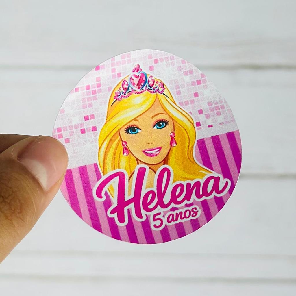 Adesivos Barbie Personalizados Com Nome 5x5 cm Lembrancinha Aniversário Infantil Decoração Mimos