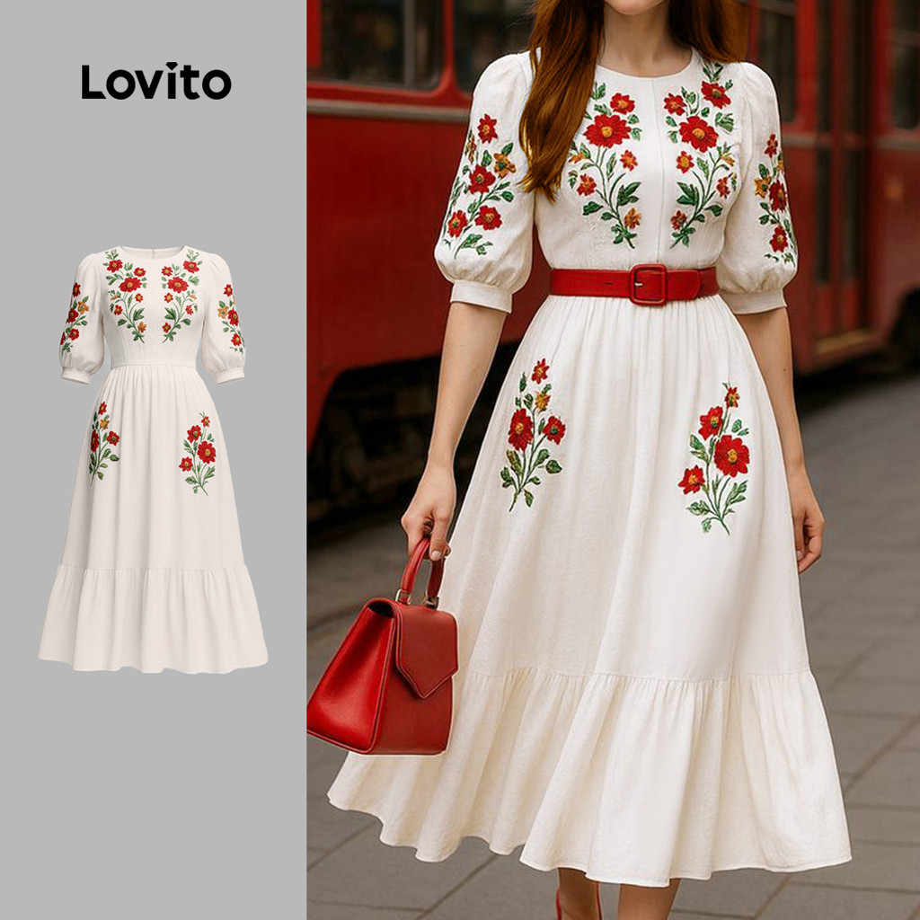 Lovito Vestido Boho Estilo Resort Vestido Primavera/verão para Mulheres LK3LD494