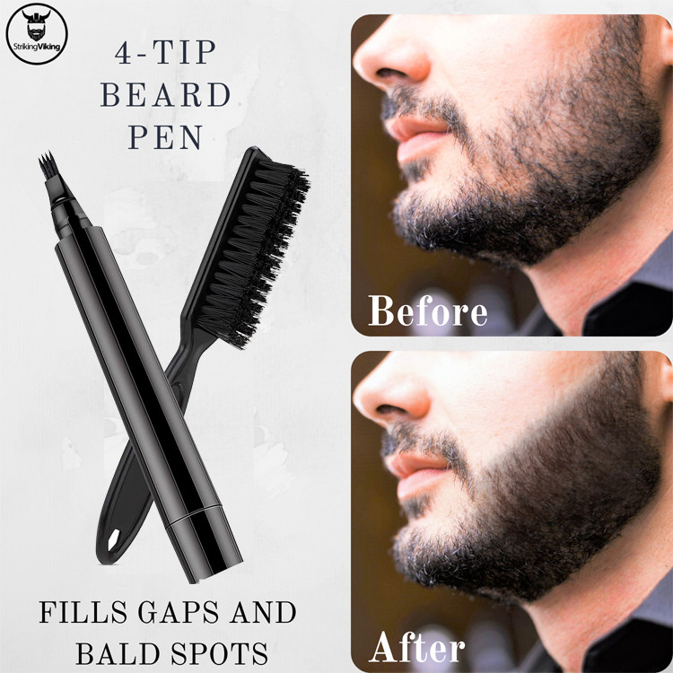 Caneta de barba transfronteiriça, caneta estilo de barba, Natural, à prova d'água, lápis de barba falsa, pincel de maqui