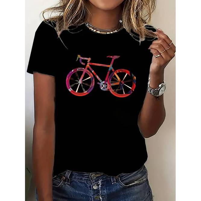 「BR.Moonlight」Camiseta Feminina Tema Y2K Padrão Ciclismo Colorido Confortável Moderna Divertida Moda Casual