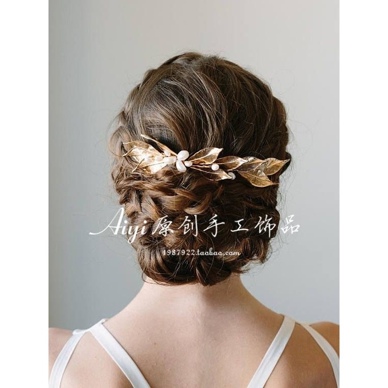 Aiyi acessórios de cabelo artesanais originais, folha dourada barroca, acessórios de cabelo de noiva europeus, acessório