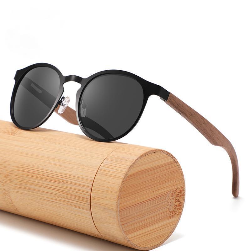 Óculos De Sol De Madeira De Bambu UV400 Polarizados Retrô Circulares Masculinos E Femininos
