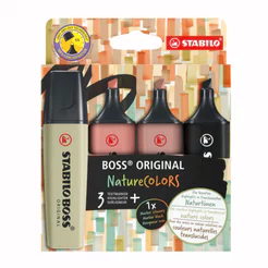 Pincel marca texto Boss Nature Colors 70/4-2-3 estojo com 4 cores Stabilo