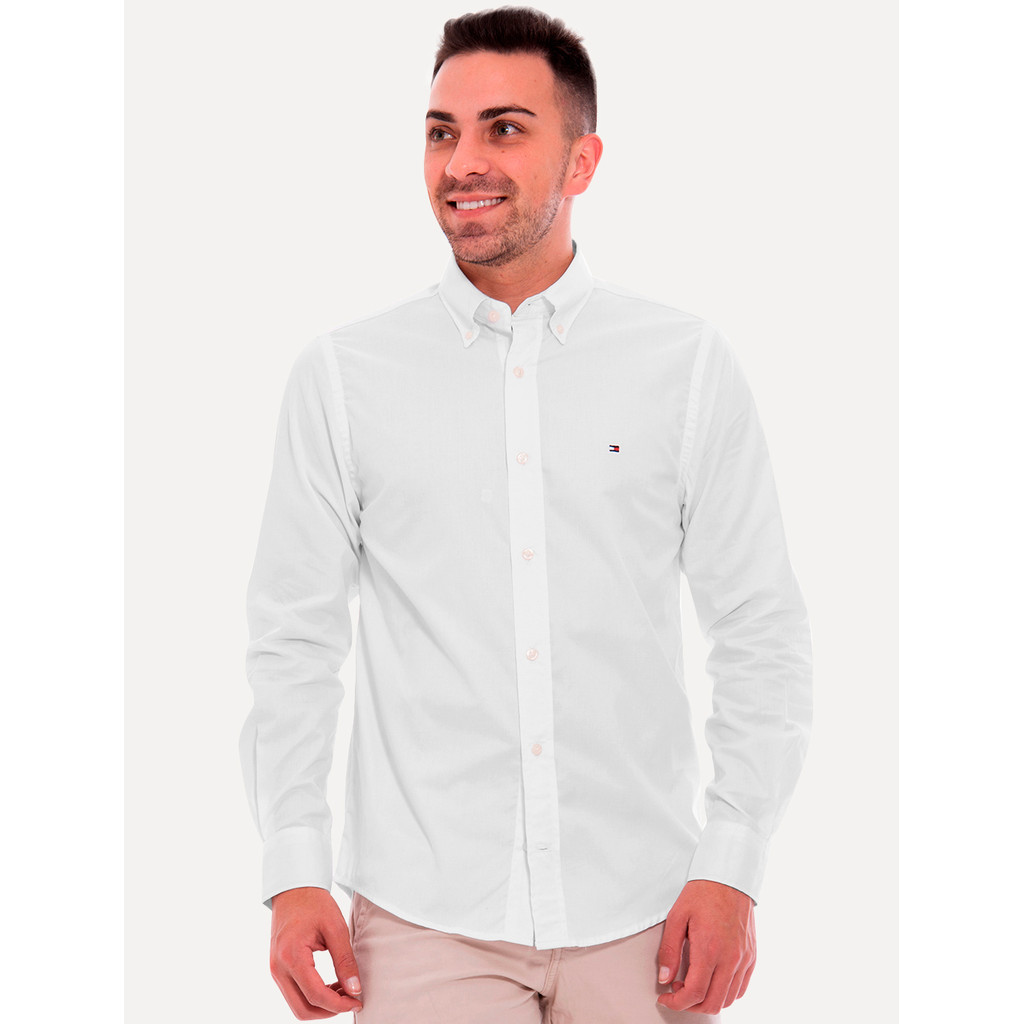 Camisa Tommy Hilfiger Original Masculina Regular Fit Classic Collar Branca