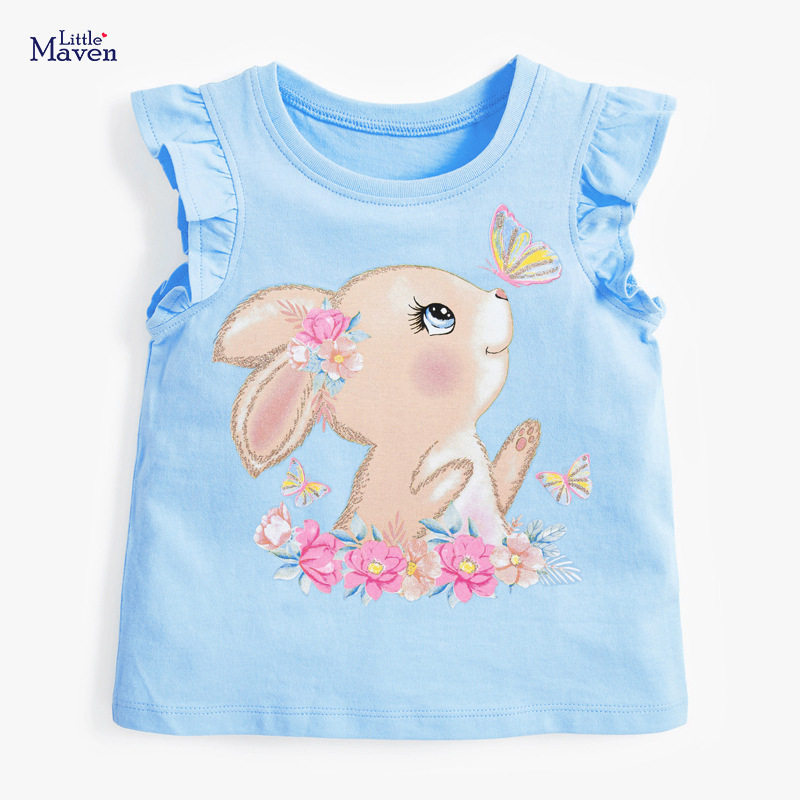 Crianças camiseta meninas coelho colete bebê puro algodão roupas de verão 3 Base de comércio exterior 5 bonito crianças 