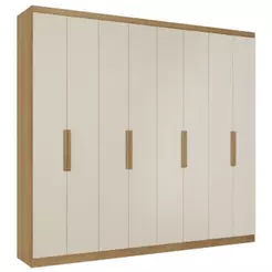 Guarda-Roupa Casal THB Milan, 8 Portas de Bater, Cappuccino e Off White, 240 cm
