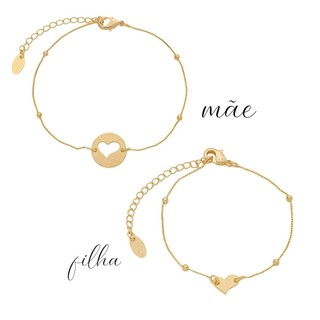 PULSEIRA MÃE E FILHA ANA LUÍSA CORAÇÃO FOLHEADAS A OURO 18K
