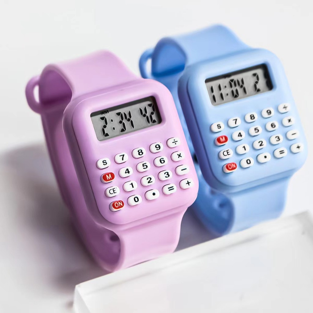 Calculadora de estudante relógio eletrônico infantil data cronógrafo